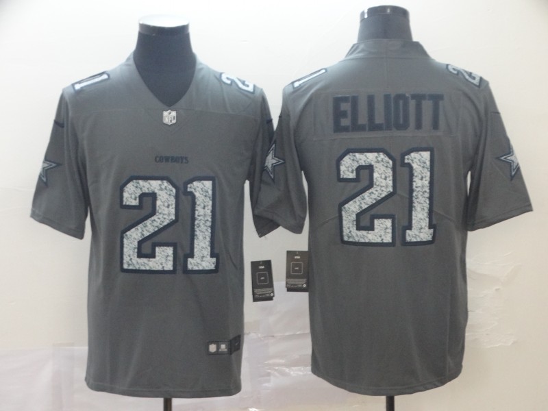 Men's Dallas Cowboys Ezekiel Elliott #21 Gray Jersey
